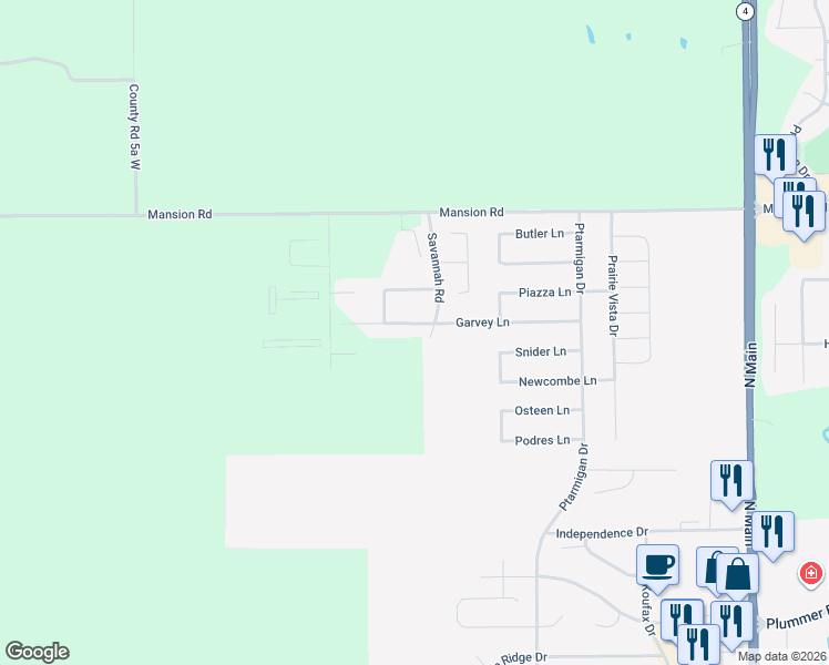 map of restaurants, bars, coffee shops, grocery stores, and more near 608 Garvey Lane in Chatham