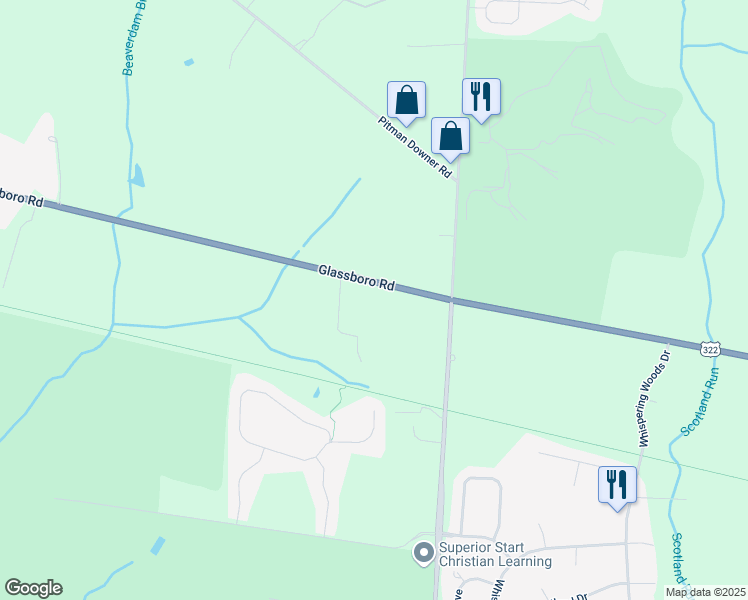 map of restaurants, bars, coffee shops, grocery stores, and more near 1451 Glassboro Road in Monroe