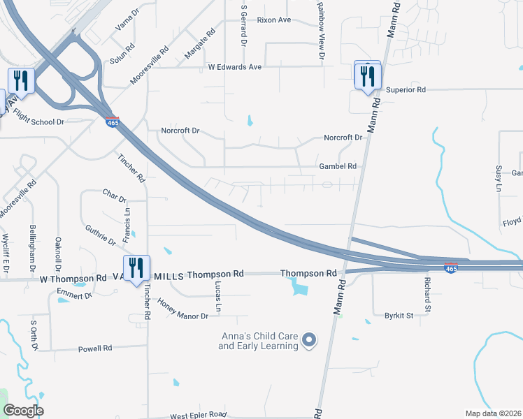 map of restaurants, bars, coffee shops, grocery stores, and more near USS Indianapolis Memorial Highway in Indianapolis