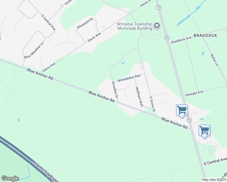 map of restaurants, bars, coffee shops, grocery stores, and more near 26 Arcadian Drive in Sicklerville