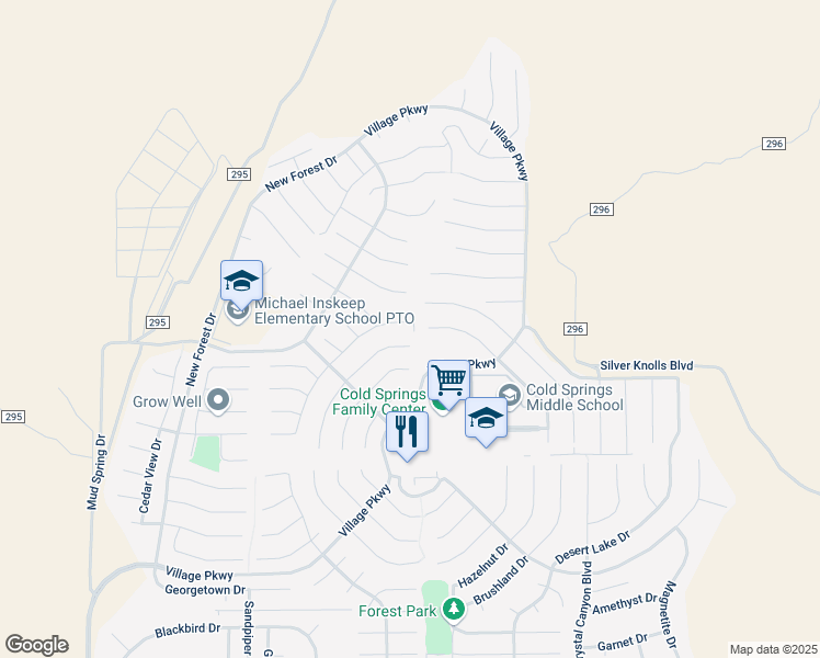 map of restaurants, bars, coffee shops, grocery stores, and more near 18342 Dustin Court in Reno