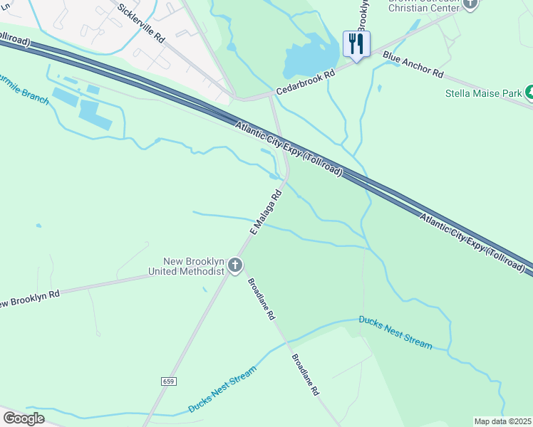 map of restaurants, bars, coffee shops, grocery stores, and more near 1521 East Malaga Road in Monroe