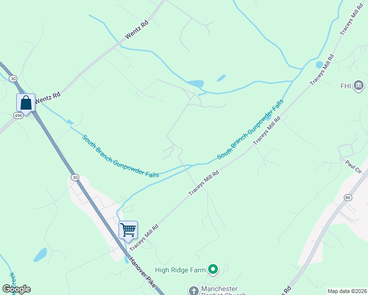 map of restaurants, bars, coffee shops, grocery stores, and more near 3000 Traceys Mill Road in Manchester