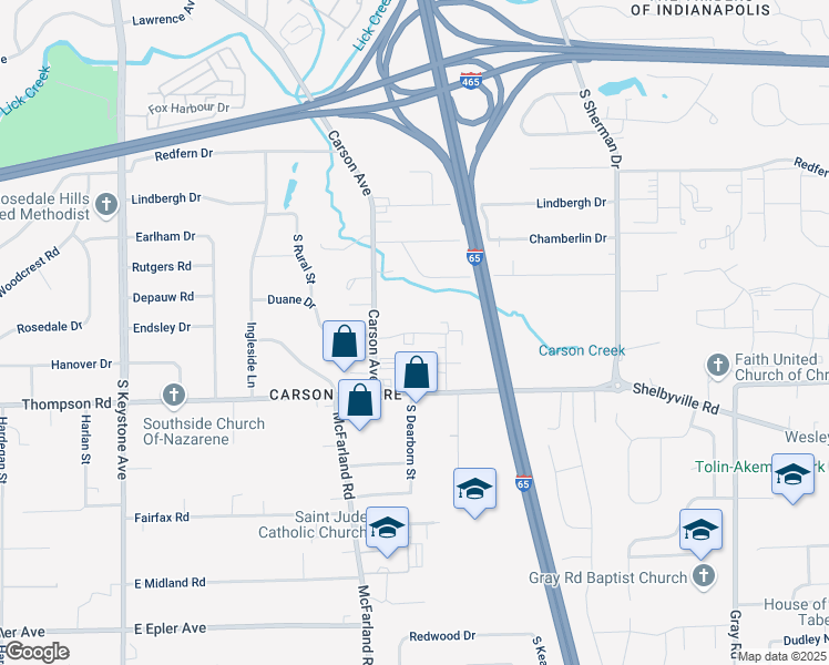 map of restaurants, bars, coffee shops, grocery stores, and more near 3330 Rue Chanel in Indianapolis