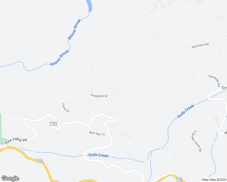 map of restaurants, bars, coffee shops, grocery stores, and more near 7 Evergreen Drive in Evergreen