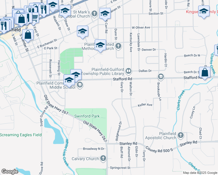 map of restaurants, bars, coffee shops, grocery stores, and more near 822 Garden Place in Plainfield