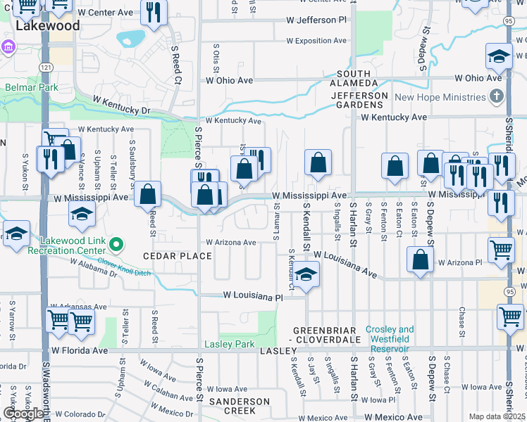 map of restaurants, bars, coffee shops, grocery stores, and more near 1146 South Marshall Street in Lakewood