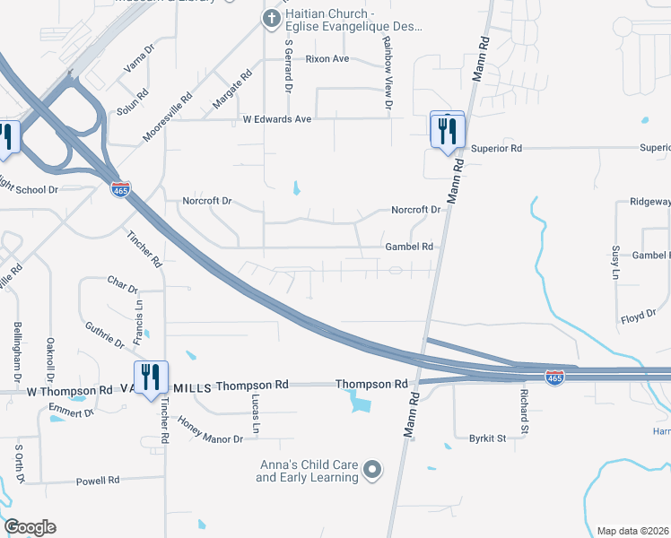 map of restaurants, bars, coffee shops, grocery stores, and more near 5014 Red Horizon Boulevard in Indianapolis