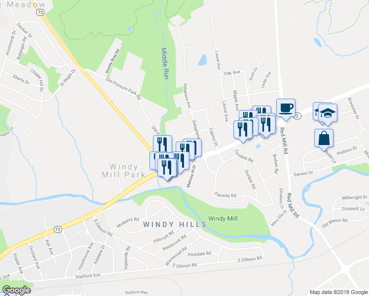 map of restaurants, bars, coffee shops, grocery stores, and more near 7 Ridge Avenue in Newark