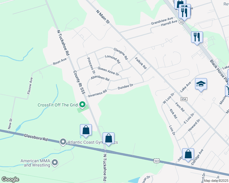 map of restaurants, bars, coffee shops, grocery stores, and more near 314 Dundee Drive in Monroe