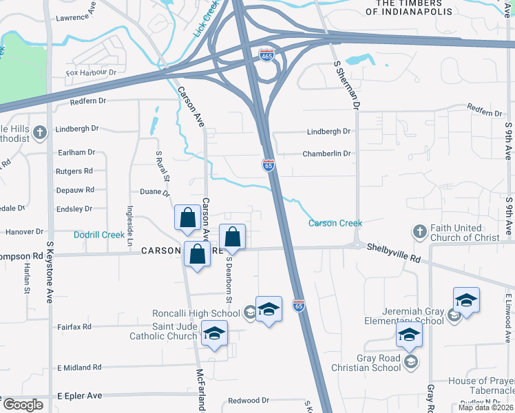 map of restaurants, bars, coffee shops, grocery stores, and more near 3410 Rue Chanel in Indianapolis