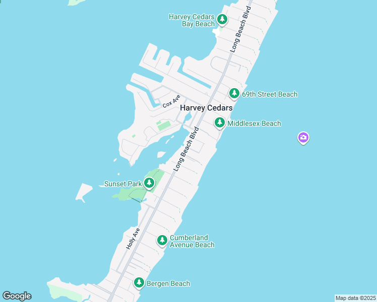 map of restaurants, bars, coffee shops, grocery stores, and more near 6309 Long Beach Boulevard in Harvey Cedars