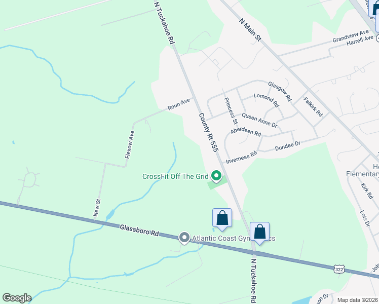map of restaurants, bars, coffee shops, grocery stores, and more near 1251 North Tuckahoe Road in Monroe Township