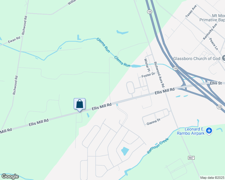 map of restaurants, bars, coffee shops, grocery stores, and more near 1201 Ellis Mill Road in Harrison Township