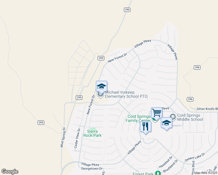 map of restaurants, bars, coffee shops, grocery stores, and more near 17740 Smoketree Court in Reno