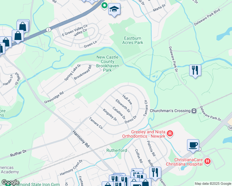 map of restaurants, bars, coffee shops, grocery stores, and more near 200 Ellsworth Drive in Newark