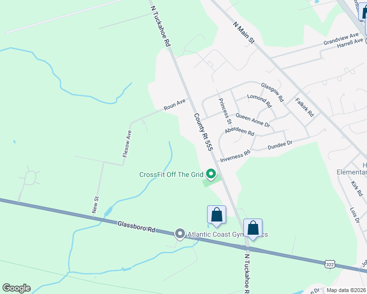map of restaurants, bars, coffee shops, grocery stores, and more near 1251 North Tuckahoe Road in Monroe Township