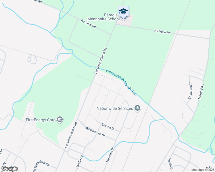 map of restaurants, bars, coffee shops, grocery stores, and more near 19224 Paradise Manor Drive in Hagerstown