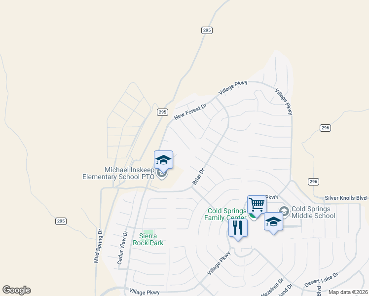 map of restaurants, bars, coffee shops, grocery stores, and more near in Cold Springs