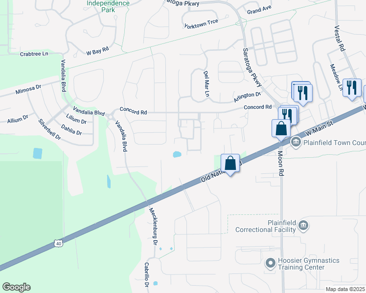 map of restaurants, bars, coffee shops, grocery stores, and more near 5629 Revere Drive in Plainfield