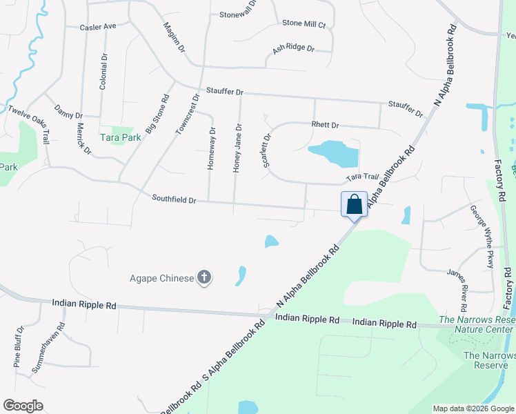 map of restaurants, bars, coffee shops, grocery stores, and more near 2984 Southfield Drive in Dayton