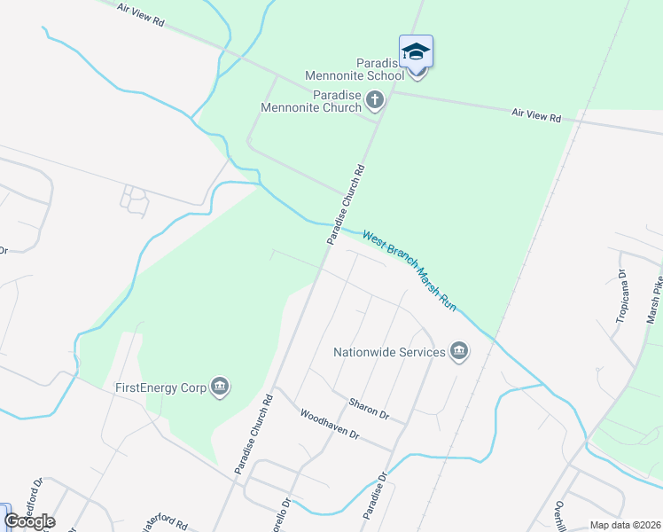 map of restaurants, bars, coffee shops, grocery stores, and more near 19202 Paradise Manor Drive in Hagerstown