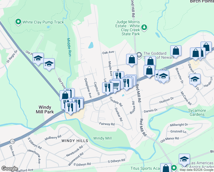 map of restaurants, bars, coffee shops, grocery stores, and more near 11 Laurel Avenue in Newark