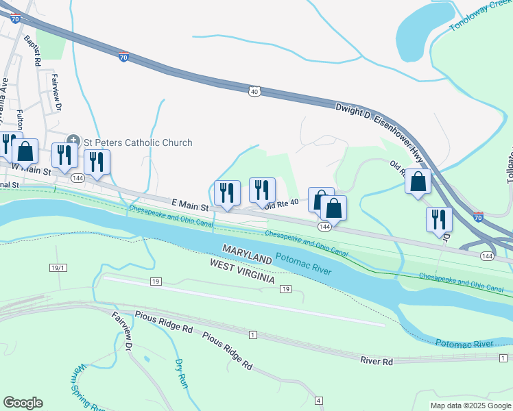 map of restaurants, bars, coffee shops, grocery stores, and more near 212 Terrace Street in Hancock