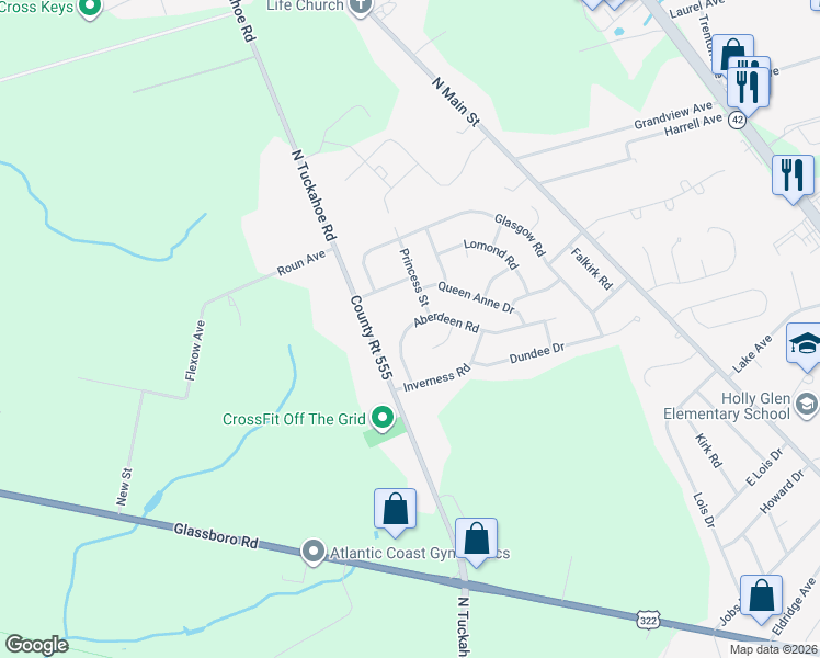 map of restaurants, bars, coffee shops, grocery stores, and more near 400 Aberdeen Road in Monroe