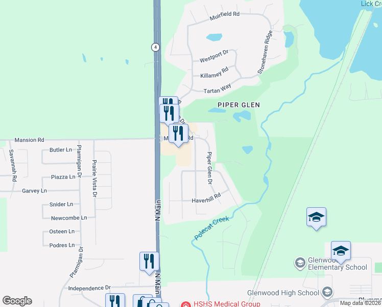 map of restaurants, bars, coffee shops, grocery stores, and more near 7008 Preston Drive in Springfield