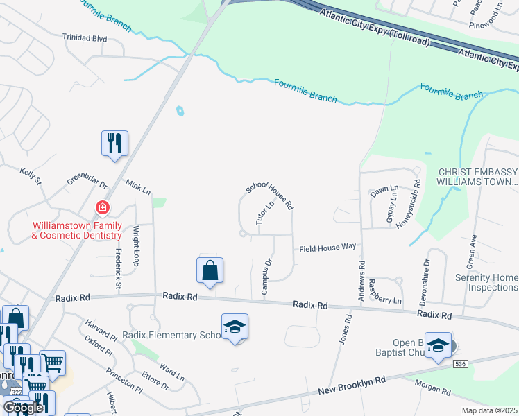 map of restaurants, bars, coffee shops, grocery stores, and more near 727 Tutor Lane in Monroe