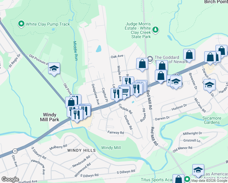 map of restaurants, bars, coffee shops, grocery stores, and more near 11 Laurel Avenue in Newark