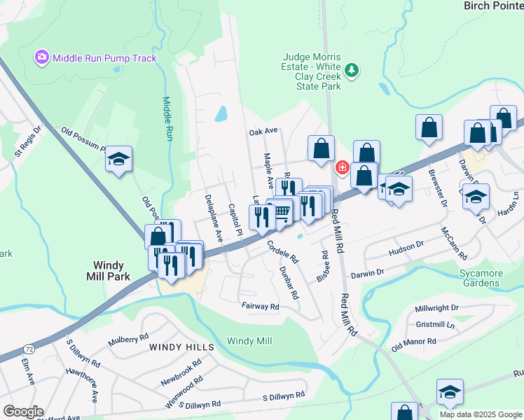 map of restaurants, bars, coffee shops, grocery stores, and more near 11 Laurel Avenue in Newark