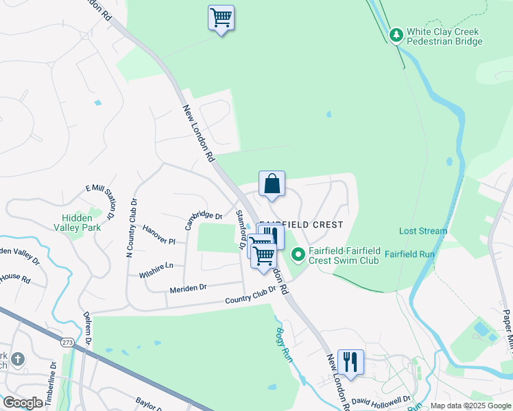 map of restaurants, bars, coffee shops, grocery stores, and more near 6 Lynn Drive in Newark
