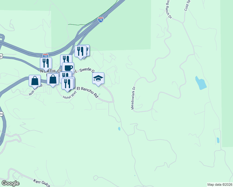 map of restaurants, bars, coffee shops, grocery stores, and more near 1162 Swede Gulch Road in Golden