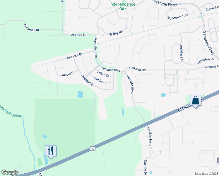 map of restaurants, bars, coffee shops, grocery stores, and more near 5108 Silverbell Drive in Plainfield