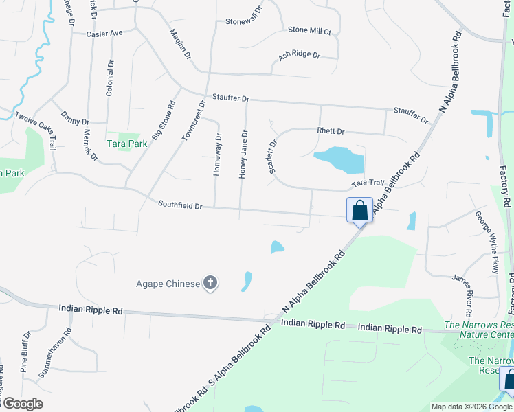 map of restaurants, bars, coffee shops, grocery stores, and more near 2984 Southfield Drive in Dayton