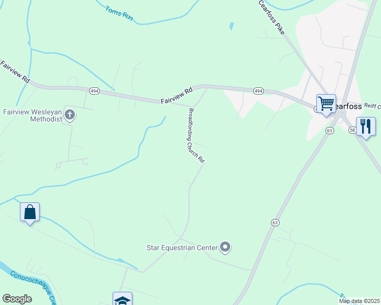 map of restaurants, bars, coffee shops, grocery stores, and more near 13944 Broadfording Church Road in Hagerstown