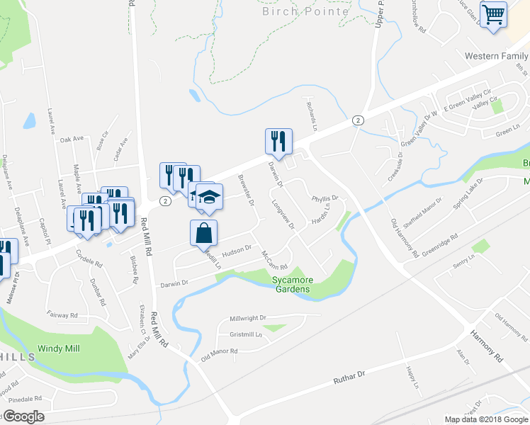 map of restaurants, bars, coffee shops, grocery stores, and more near 1 Doe Lane in Newark