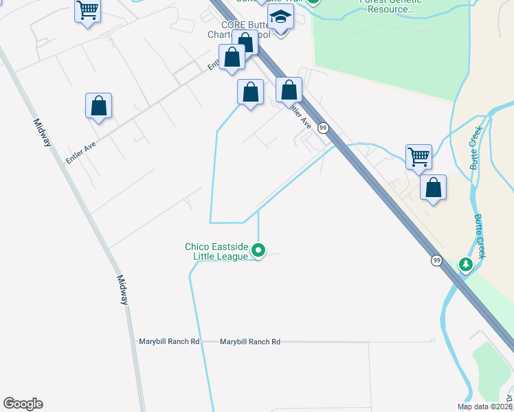 map of restaurants, bars, coffee shops, grocery stores, and more near 413 Southgate Avenue in Chico