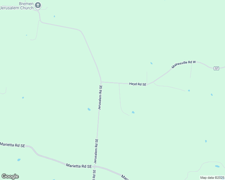 map of restaurants, bars, coffee shops, grocery stores, and more near 1150 Jerusalem Road Southeast in Bremen