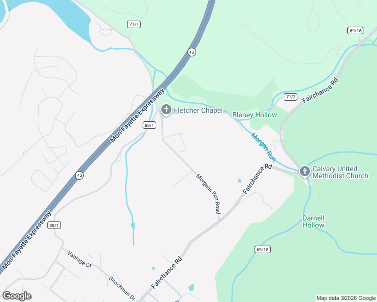 map of restaurants, bars, coffee shops, grocery stores, and more near 84 Morgans Run Road in Morgantown