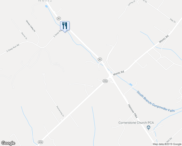 map of restaurants, bars, coffee shops, grocery stores, and more near 4526 Hanover Pike in Manchester