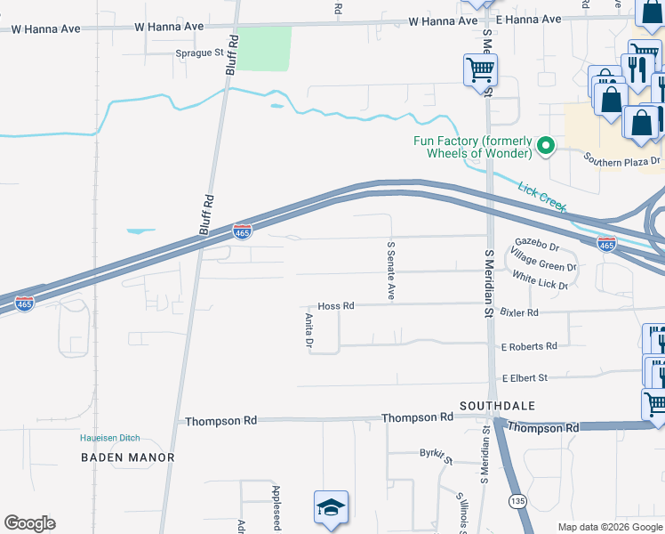 map of restaurants, bars, coffee shops, grocery stores, and more near 405 David Lind Drive in Indianapolis