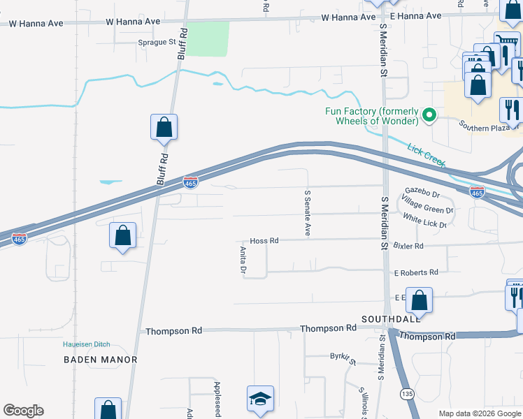 map of restaurants, bars, coffee shops, grocery stores, and more near 405 David Lind Drive in Indianapolis