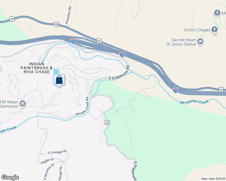 map of restaurants, bars, coffee shops, grocery stores, and more near 1044 South Grapevine Road in Golden