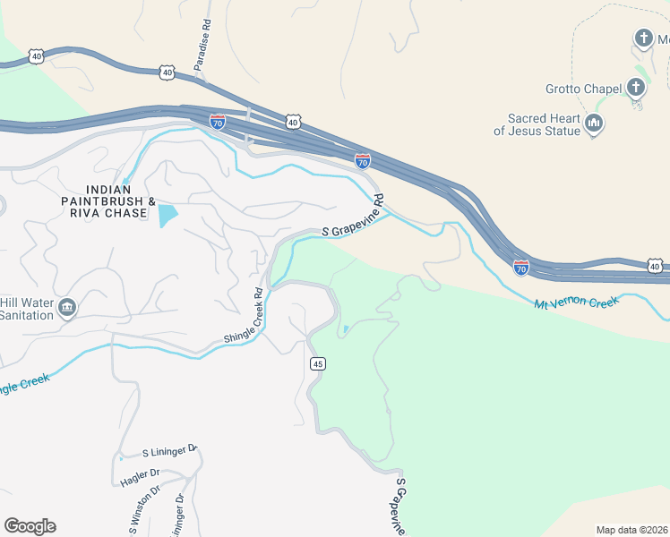 map of restaurants, bars, coffee shops, grocery stores, and more near 1044 South Grapevine Road in Golden