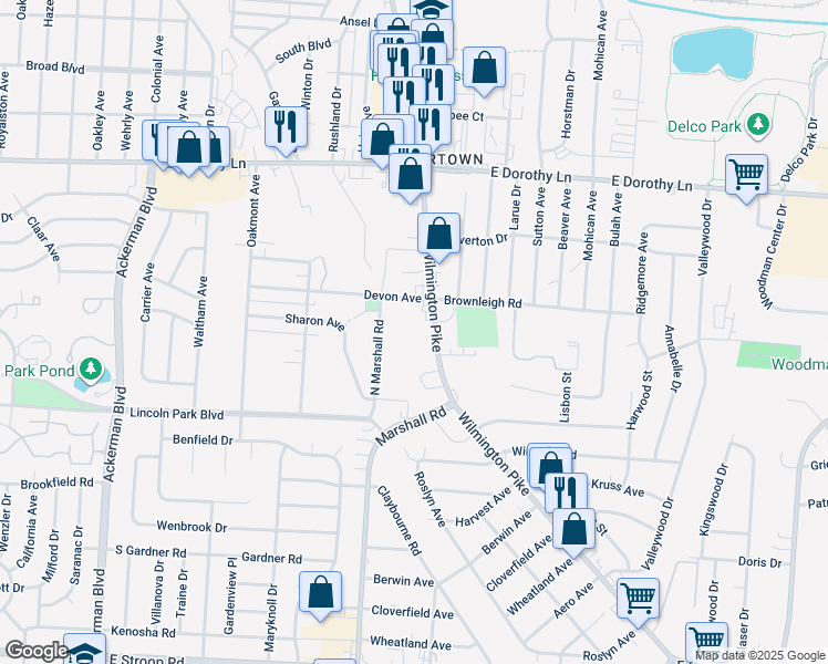 map of restaurants, bars, coffee shops, grocery stores, and more near 1350 Devon Avenue in Dayton