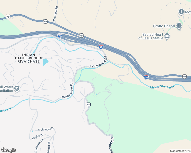 map of restaurants, bars, coffee shops, grocery stores, and more near 1044 South Grapevine Road in Golden