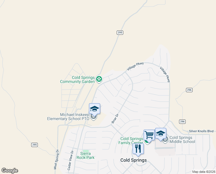 map of restaurants, bars, coffee shops, grocery stores, and more near 18725 Knott Creek Court in Reno
